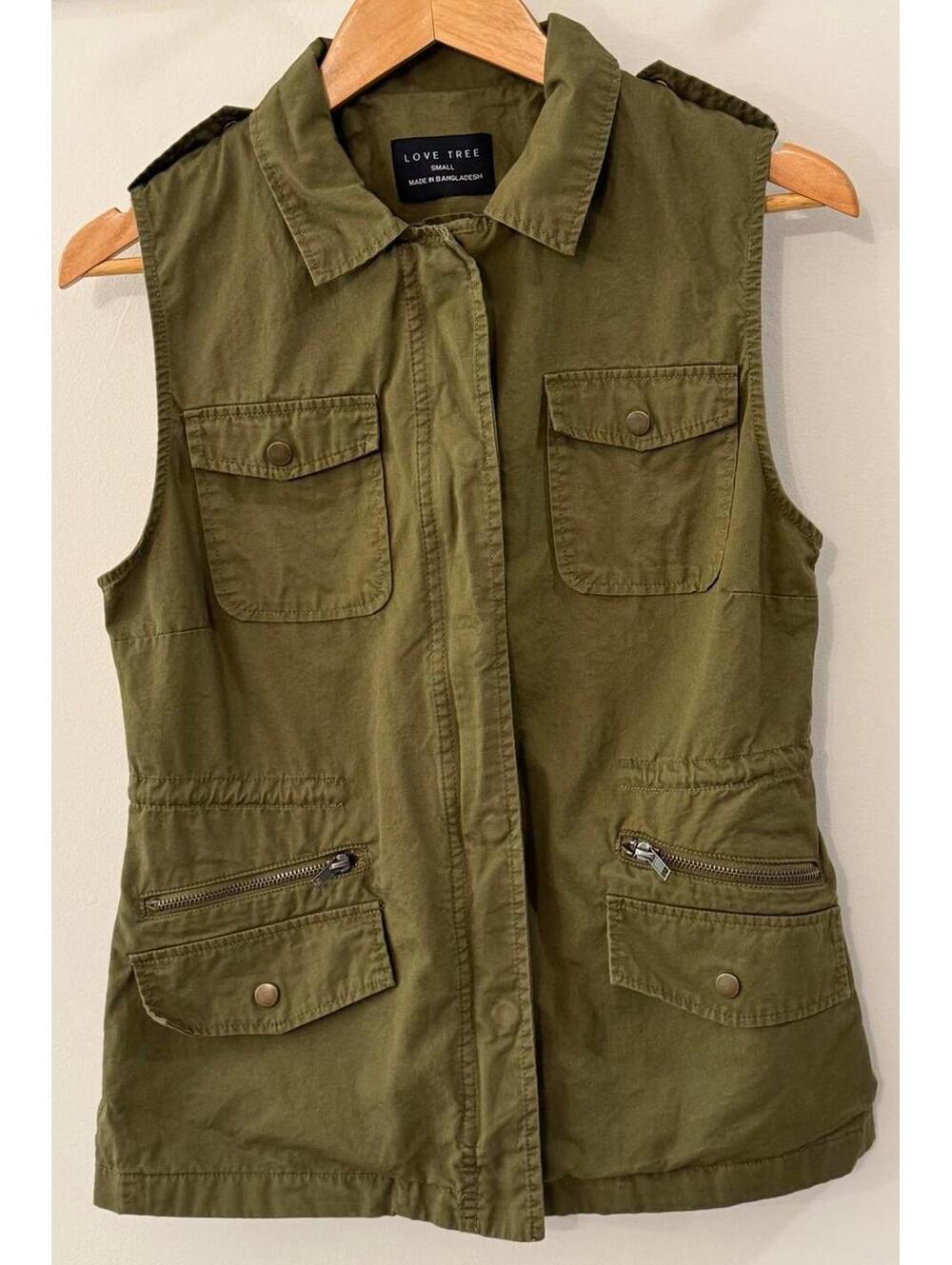 Love Tree Small Olive Green Utility Vest
